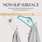 HOUSE DAY Mint Green Velvet Hangers 60 Pack, Non Slip Clothes Felt Hanger Heavy - Image 2