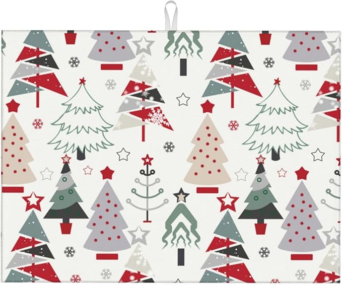 Beautiful Christmas Tree Dish Drying Mat 18x24 by indokyeyqaz
