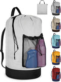 Laundry Bag with Shoulder Straps and Mesh Pocket Laundry Backpack Large by CATOTEL