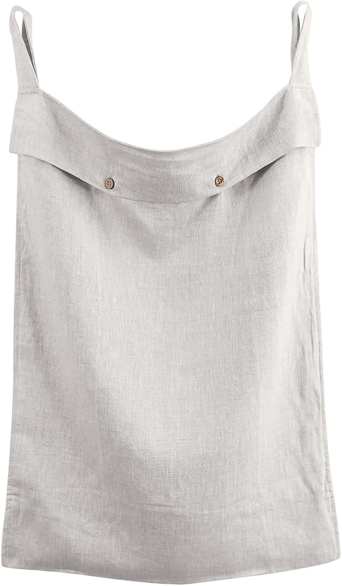 100% Linen Hanging Laundry Hamper Bag 22x36 Inch, Over the Door by INYOWAKI