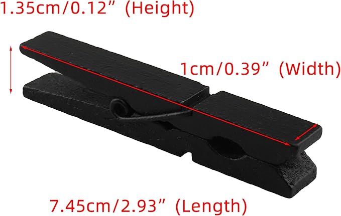 HEEHEE 24 PCS 2.83 Inch Black Wooden Clothespins Strong Spring Grip Durable - Image 2