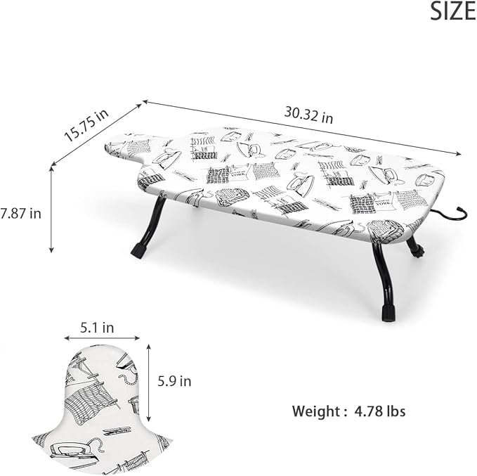 Duwee 15"x30" Table Top Ironing Board Extra Wide - Image 5