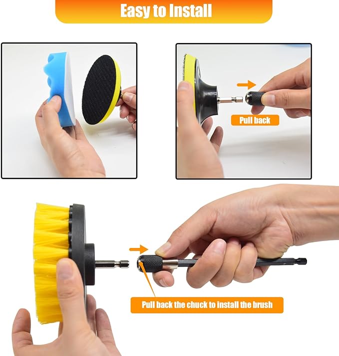 30Pcs Drill Brush Attachment Set, Drill Scrubber Brush Kit Include Scrub Pads - Image 5