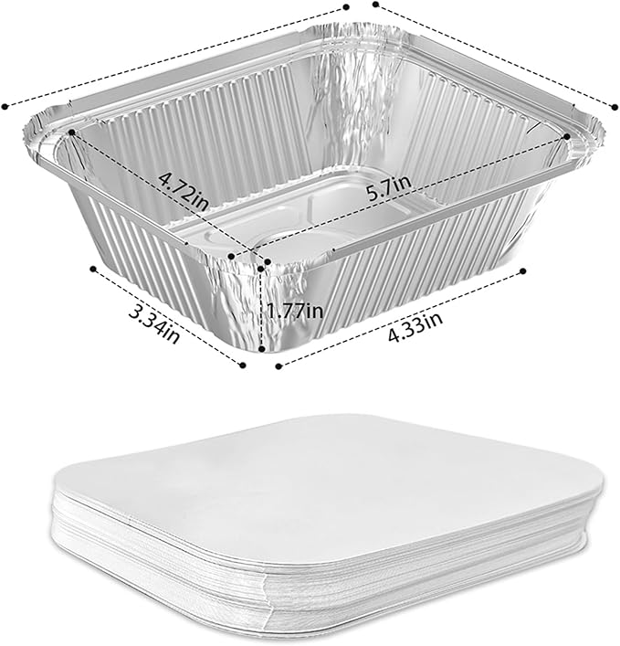 100 Pack 1 lb Disposable Aluminum Foil Pans Meal Prep Take Out Food Containers - Image 2