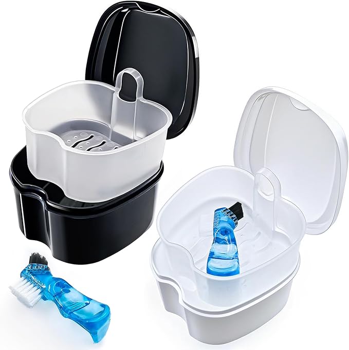 Keedolla 2 Pack Denture Bath Case Partial Denture Cup Retainer Cleaning by Keedolla