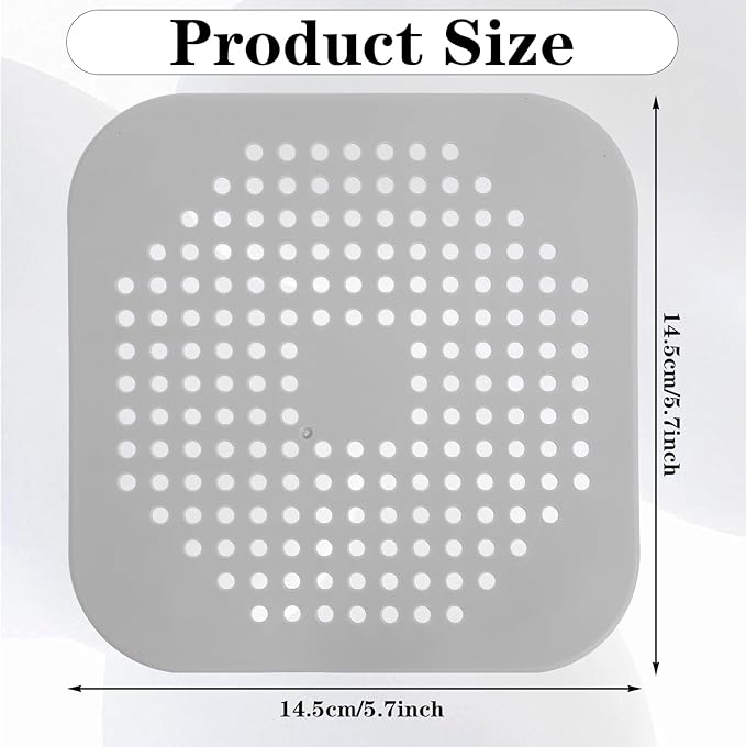 TIESOME 4 Pack Silicone Shower Drain Cover, Square Drain Hair Catcher, Flat - Image 2