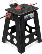 Delxo Folding Step Stool 16 Inch,Non-Slip Foldable Stools for Adults Up to 300 LBS,Kitchen Collapsible Fold Up Stepping Stool with Dotted 1 Pack,Black - Image 9