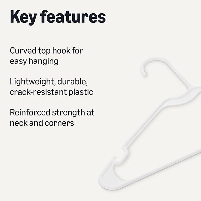 Amazon Basics Space Saving Plastic Clothes Hangers, Sturdy Closet Organizer - Image 2