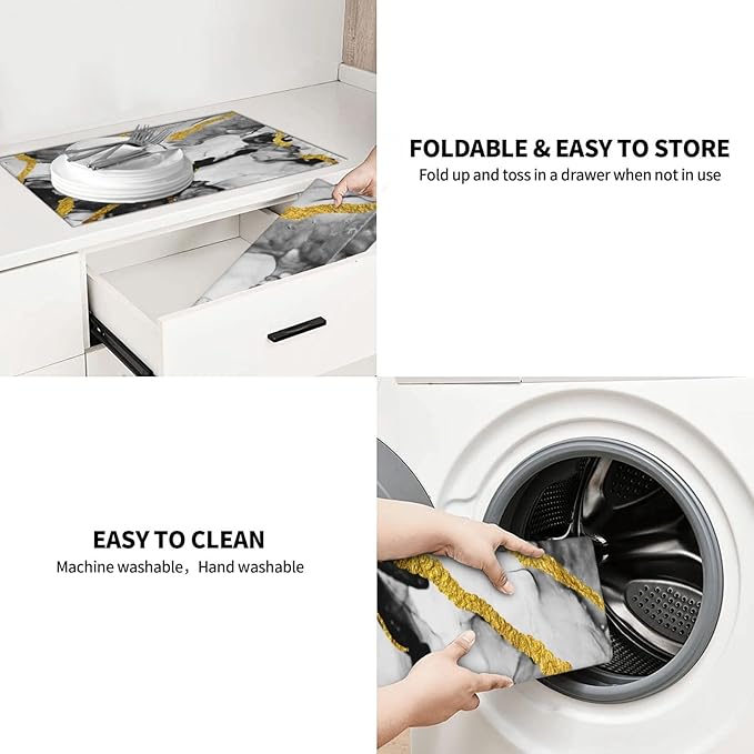 Black White Gold Marble Dish Drying Mats - Image 8