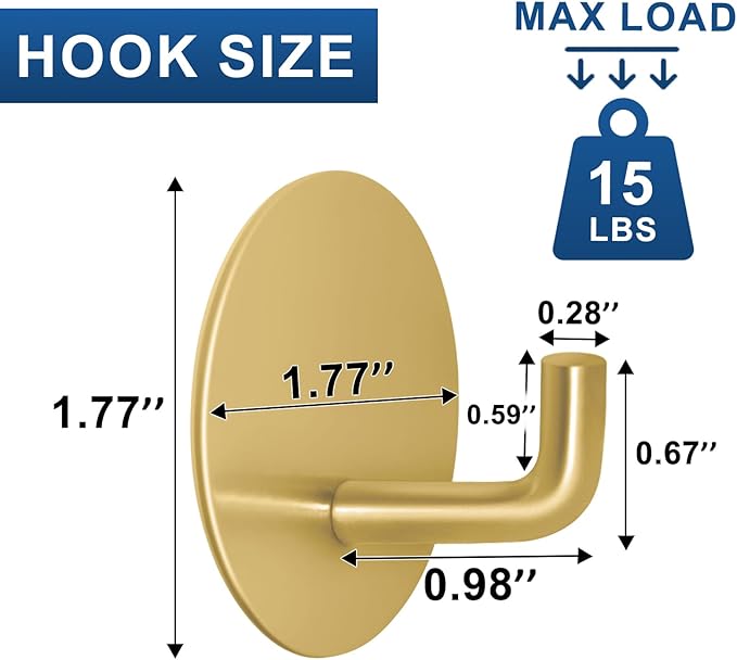Adhesive Hooks for Bathrooms, 4 Piece Towel Hooks for Hanging Hat Robe Coat - Image 2