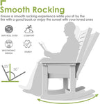 GREENVINES Outdoor Rocking Chair Set | 3-Piece | 2 Rocking Chairs with 1 Side Table | Porch Rocker | HDPE Plastic | White | Patio Furniture Sets | High Back | Big & Tall | Ladder Back - Image 5