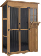 PetsCosset Large Outdoor Storage Cabinet Waterproof with Shelves, Outside Storage Shed Tall Backyard Cabinet with Fold-Out Table for Patio, Garage, Garden, Pool Accessories Storage (70.5" H x 51" L) by PETSCOSSET