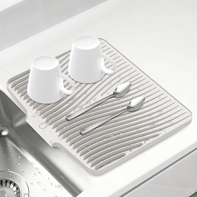Silicone Dish Drying Mat for Kitchen Counter, Non-Slip Drain Pad, Dish Drying by COPLIB