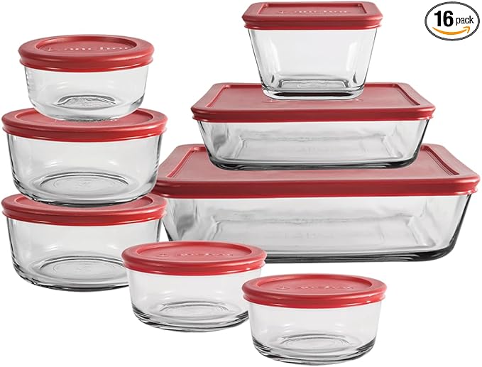 Anchor Hocking 16 Piece Glass Storage Containers by AnchorHocking