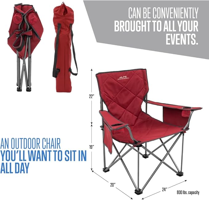 ALPS Mountaineering King Kong Camping Chairs for Adults with Mesh Cup Holders and Pockets, Built Durable and Reliable with Compact Foldable Steel Frame - Image 2