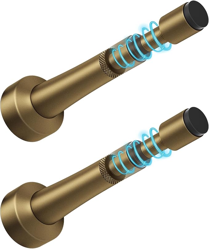 2Pcs Adjustable Door Stoppers for Bottom of Door, 3.07-4.45 in Aluminum Bronze by brieieziy