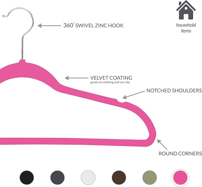 Simplify Slim Velvet Clothes Hangers | 25 Pack | Non-Slip | Shirts | Suit | - Image 2