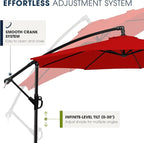 wikiwiki 10ft Patio Umbrella with Base Included, Outdoor Offset Cantilever Umbrella with Sandbag Base for Backyard, Garden and Pool, Easy to Tilt and Crank, Red - Image 5