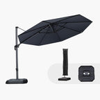 PURPLE LEAF 11 Feet Patio Umbrella with Base and Cover Round Outdoor Cantilever Umbrella Aluminum Offset Umbrella with 360-degree Rotation for Garden Deck Pool Patio Grey by PURPLELEAF