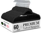 Smartor Black Velvet Hangers 60 Pack, Space Saving Clothes Hangers by Smartor