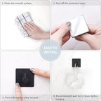 VIS'V Adhesive Towel Hooks, Waterproof Shower Wall Stick on Hooks, 2 Extra - Image 7