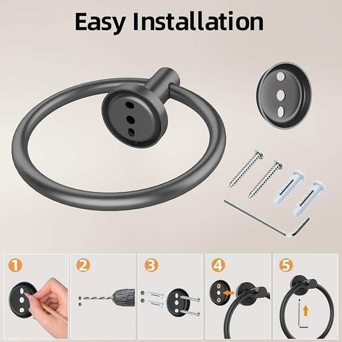 Towel Ring 2Pack, SUS304 Stainless Steel Hand Towel Holder - Image 7