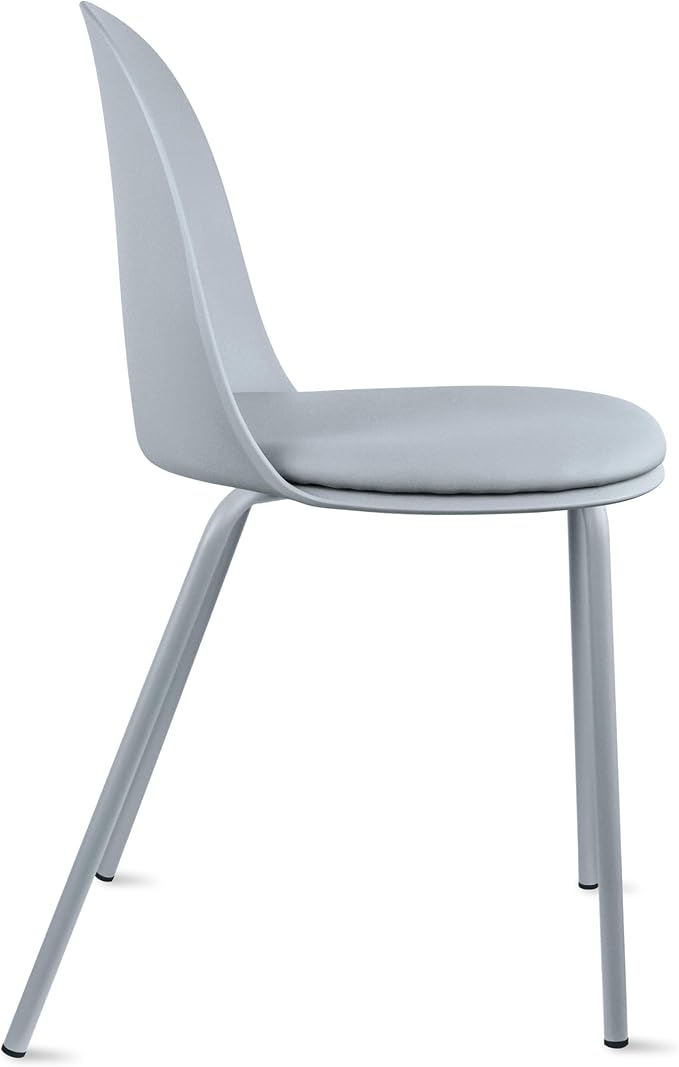 2xhome Modern Stackable Armless Dining Chair | Plastic Shell Seat with Metal Legs | Indoor or Outdoor Use | Home Kitchen Patio (4, Grey, Padded Seat) - Image 9