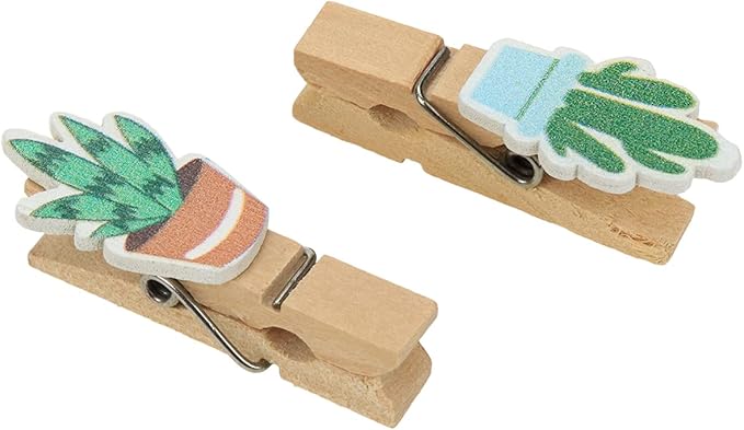 Bitray Mini Wooden Clothespins Cute Cactus Wooden Clips Multi-Function Photo - Image 4