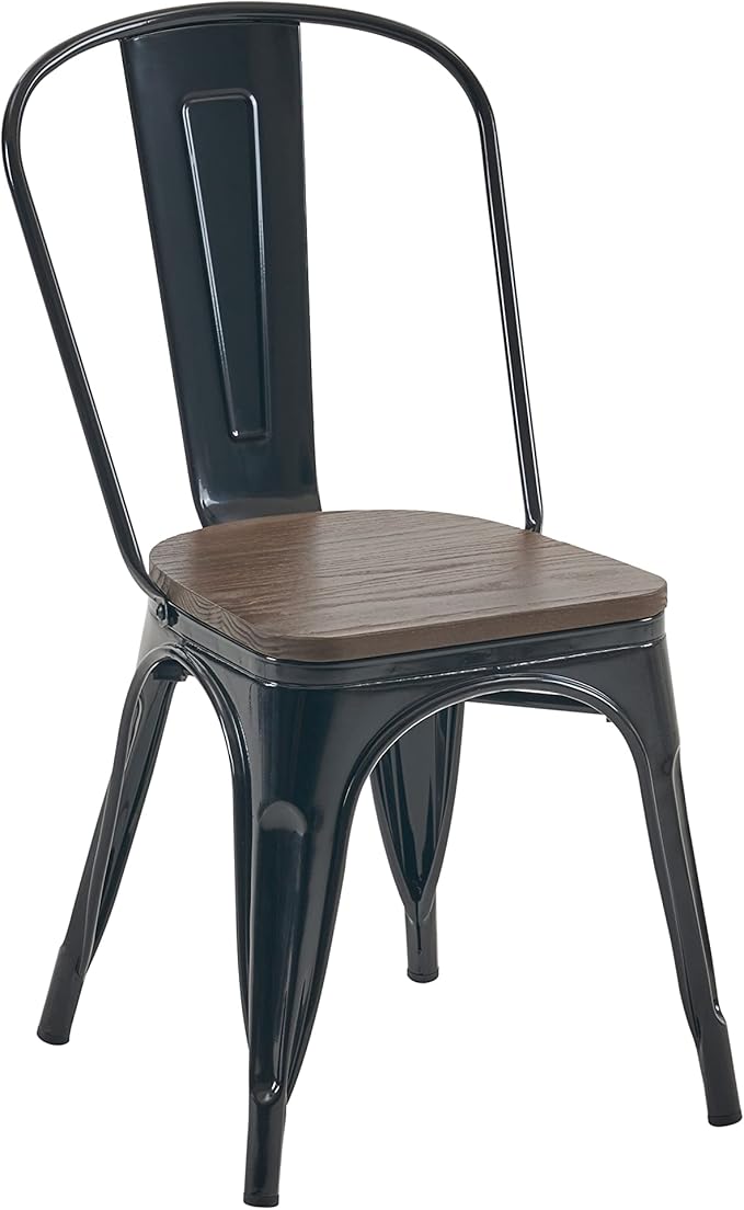 Nazhura Metal Dining Chair Farmhouse Tolix Style for Kitchen Dining Room Café Restaurant Bistro Patio, 18 Inch, Stackable, Waterproof Indoor/Outdoor (Sets of 4) (Black with Wood Padding) - Image 4