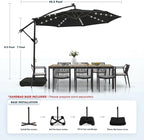 wikiwiki 10ft Solar LED Patio Umbrella with Base Included, Offset Umbrella with Weighted Sandbag Base, Cantilever Patio Umbrellas for Backyard, Garden & Deck, 32 LED Lights & Polyester Shade, Black - Image 5