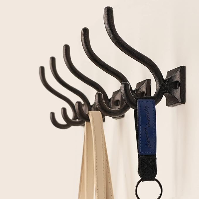 Ambipolar 5-Pack Antique Black Wall Hooks, Vintage Modern Farmhouse Style - Image 4