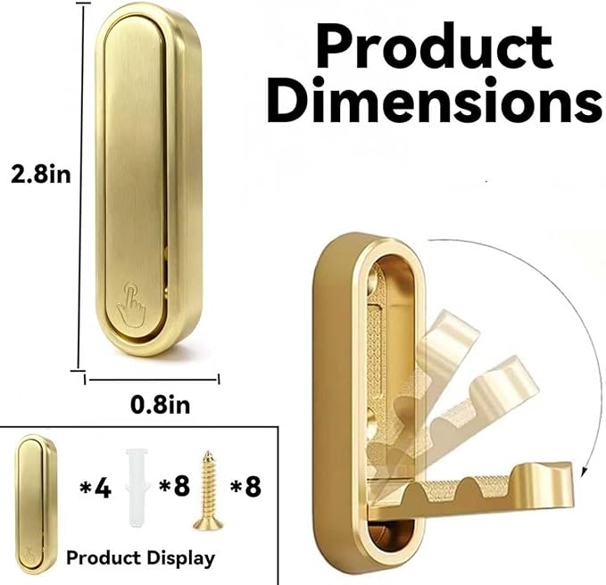 4PCS Folding Coat Hooks, Flip Down Heavy Duty Hooks Robe Hook Wall Mounted - Image 2