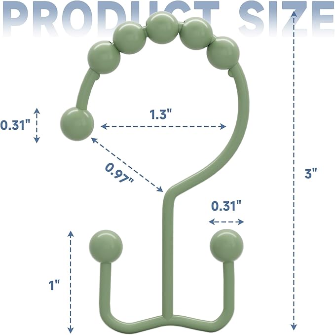 Titanker Shower Curtain Hooks Rings, Rust-Resistant Metal Double Glide Shower - Image 4