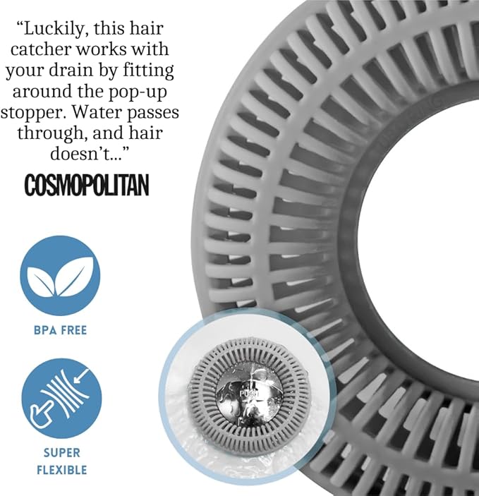Hair Catcher for Shower Drain & Bathtub – TubRing Pop-Up Drain Protector & - Image 2