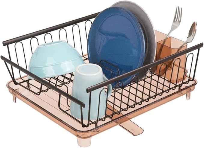 mDesign Large Modern Kitchen Countertop, Sink Dish Drying Rack by mDesign