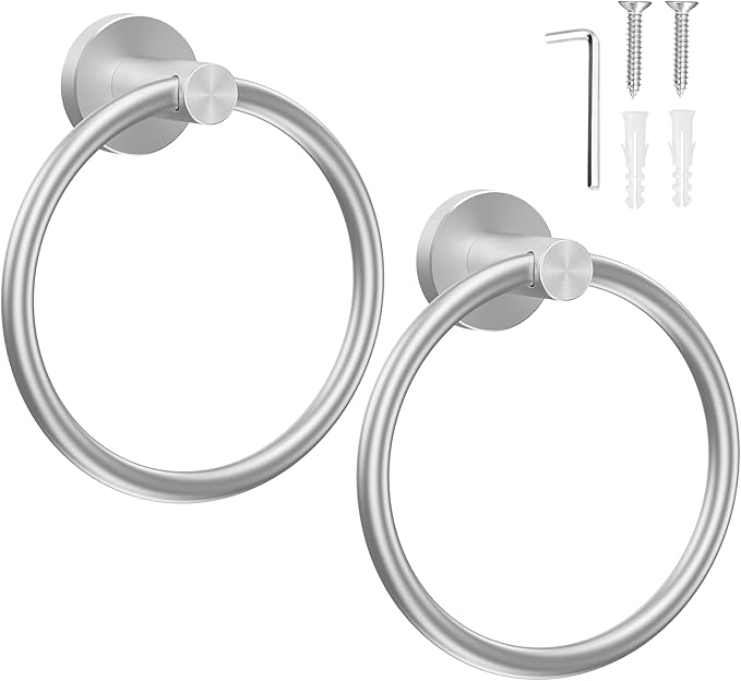 SetSail Towel Holder for Bathroom Wall Silver Towel Ring Stainless Steel Hand by SetSail