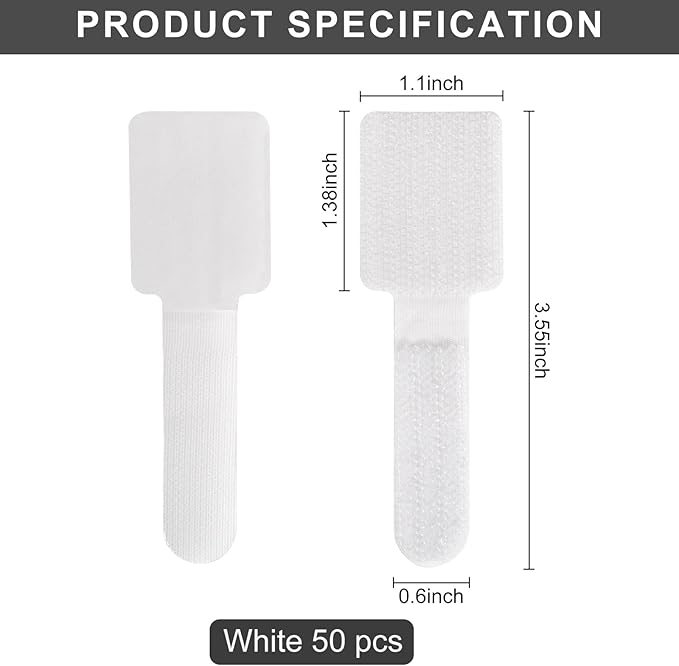 50-Pack Reusable Self-Adhesive Cable Ties Cable Management Adjustable Hook & - Image 2