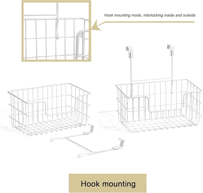 Wire Storage Basket 2 Packs, Wall Mounted Kitchen Bathroom, Hanging Cabinet - Image 8