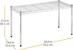 Xcity Storage Shelves, 1 Tier Heavy Duty Metal Shelving Unit, 350 LBS Capacity Adjustable Steel Wire Shelf Organizer for Pantry, Kitchen, Garage, 14" D x 30" W x 15" H, Chrome - Image 2