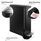 Slim Bathroom Trash Can with Lid Soft Close, 2.6 Gallon Stainless Steel Garbage - Image 7