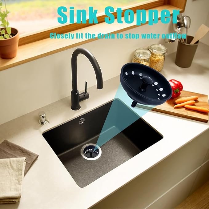 3 Pieces Kitchen Sink Stopper Strainer, 3 in 1 Kitchen Sink Basket Strainer - Image 3