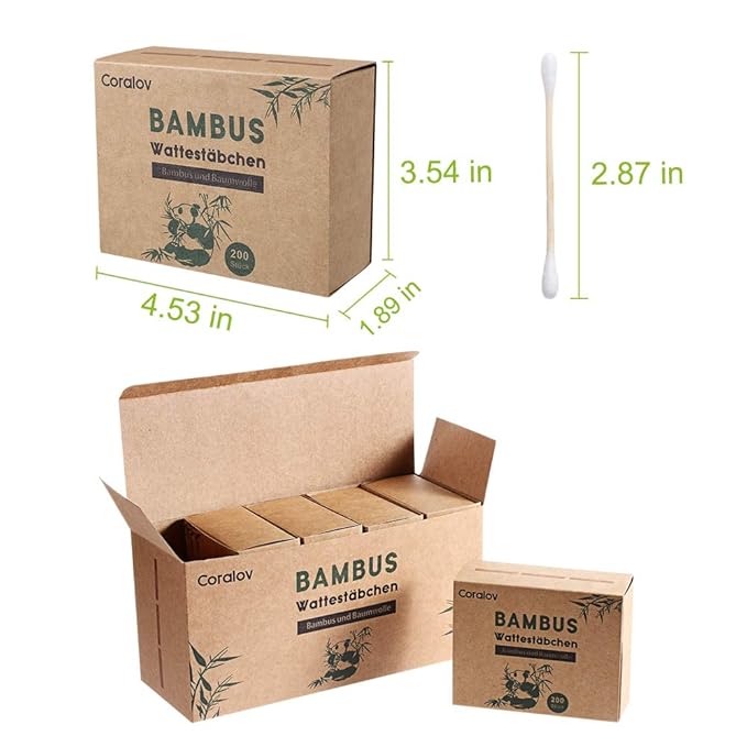 Bamboo Cotton Swab 1000PCS Double Cotton Buds bamboo Cotton Bud Eco organic - Image 7