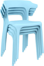 VECELO 4 Pack Plastic Stacking Chairs, Stackable Dining Chairs for Kitchen Restaurant Patio, Portable Indoor Outdoor Use, No Assembly Required, Blue by VECELO