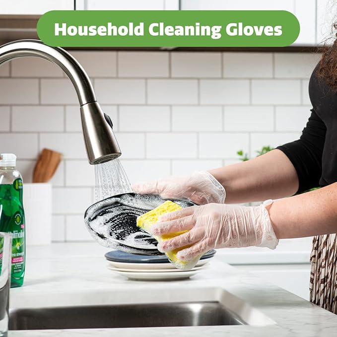 GUSTO Disposable Vinyl Gloves – Clear, Latex-Free, Powder-Free, BPA-Free – Safe - Image 2