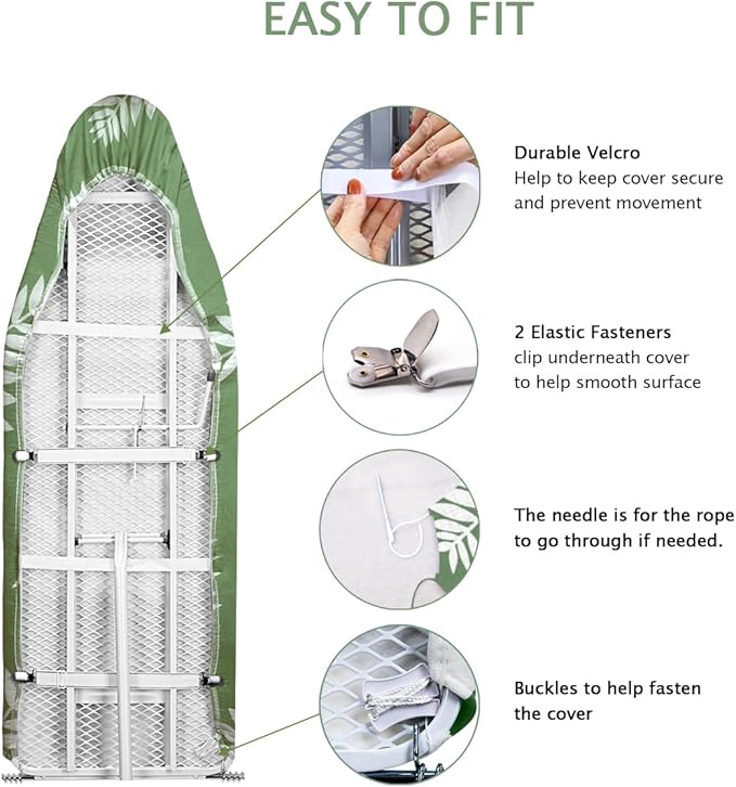 SheeChung 14x42 Inch Over-The-Door Ironing Board Cover and Pad, Cotton Cover - Image 4