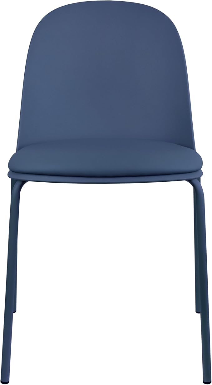 2xhome Parent Modern Stackable Armless Dining Chair | Plastic Shell Seat with Metal Legs | Indoor or Outdoor Use | Home Kitchen Patio (1, Blue, Padded Seat) by 2xhome