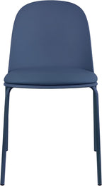 2xhome Parent Modern Stackable Armless Dining Chair | Plastic Shell Seat with Metal Legs | Indoor or Outdoor Use | Home Kitchen Patio (4, Blue, Padded Seat) - Image 4