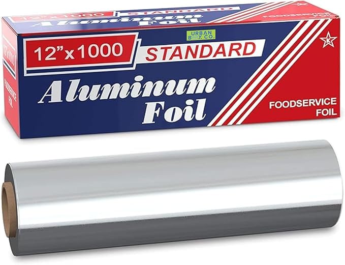 Urban Box Co. 12" x 1000' Standard Aluminum Foil Roll, Commercial-Grade Silver - Image 3
