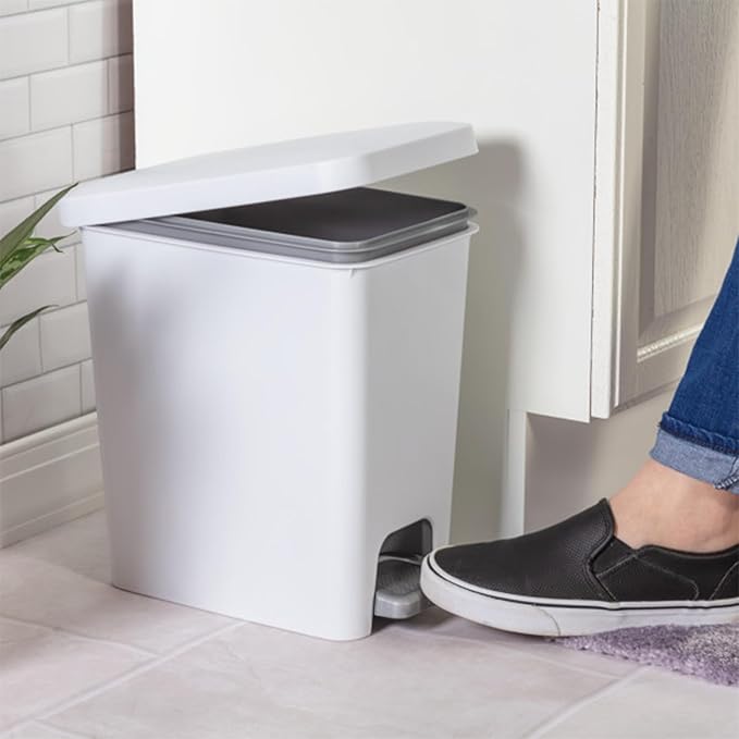 Sterilite 2.7 Gallon Rectangular Step On Kitchen Trash Bin Plastic Indoor - Image 4