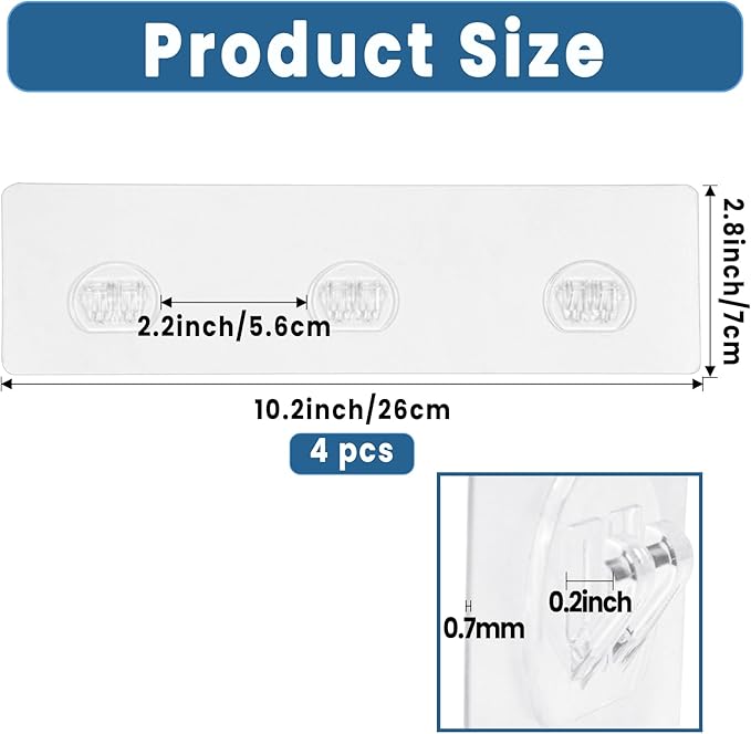 4 Pack Shower Caddy Adhesive Replacement, Shower Shelf Strong Adhesive Hooks - Image 2